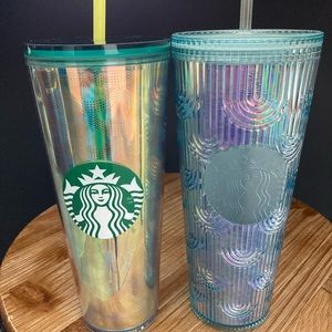 2! Starbucks 21oz cups.  Iridescent, turquoise-like   colors.  Rarely used.